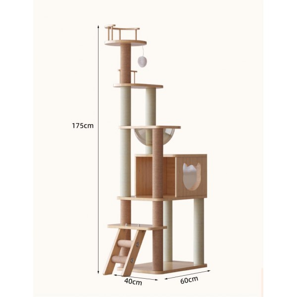 Cat Tree House Multi-storey Cat Tree Tower Pet Climber Tower Apartment Scratching Bar Cat Climbing Frame Kitten Apartment Room With Scratch Post Cat Game Sleeping Activity Center SIZE : 60 X 40 X 175 CM