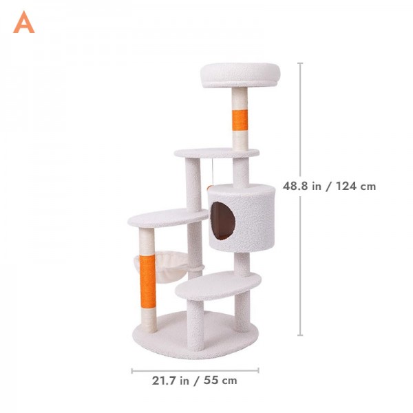 White Cream Style Cat Tree Plus ( Orange )