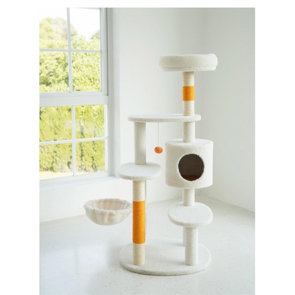 White Cream Style Cat Tree Plus ( Orange )