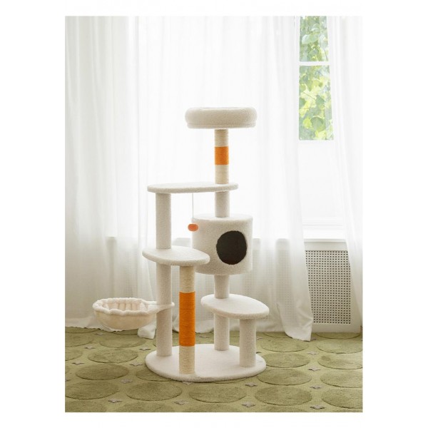 White Cream Style Cat Tree Plus ( Orange )