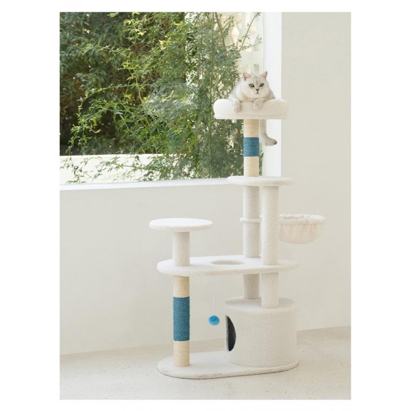 White Cream Style Cat Tree Plus ( Blue )