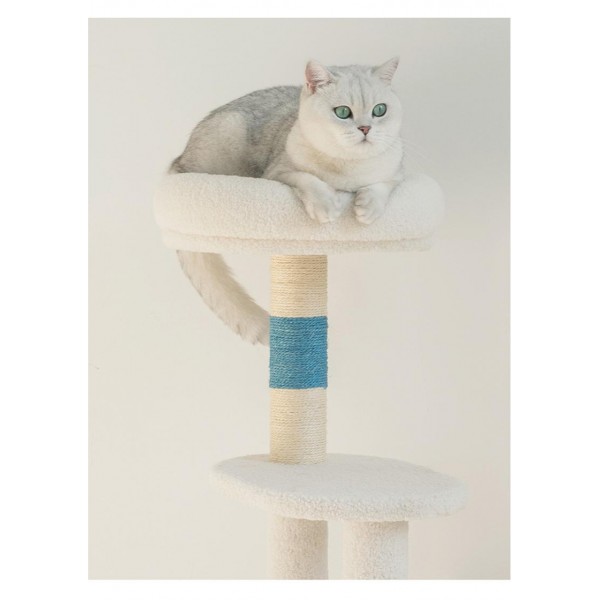 White Cream Style Cat Tree Plus ( Blue )