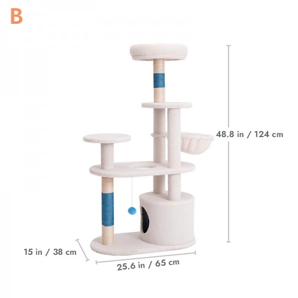 White Cream Style Cat Tree Plus ( Blue )