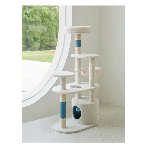 White Cream Style Cat Tree Plus ( Blue )