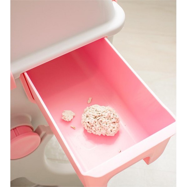 Indoor Kitty Cat Toilet Automatic Filter Litter Box Extra Large Semi-Automatic Cat Toilet,Semi-Closed Plastic Pet Toilet ( PINK )