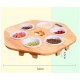 Solid wood cat bowl, ceramic bowl, fixed cat food bowl, solid wood frame, dining table to protect cervical spine SIZE : 52 X 52 X 6.5 CM