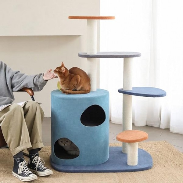 Cat Tower with Scratching Board, Cat Activity Tree with Sisal-Covered Posts and Cat Condo for Cats Relax SIZE : 86 X 63 123 CM