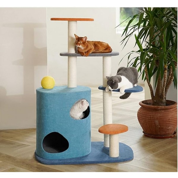 Cat Tower with Scratching Board, Cat Activity Tree with Sisal-Covered Posts and Cat Condo for Cats Relax SIZE : 86 X 63 123 CM