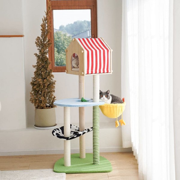 CAT Tower Farm House Cat Bed Cat tree 70 cm x 60 cm x 138 cm