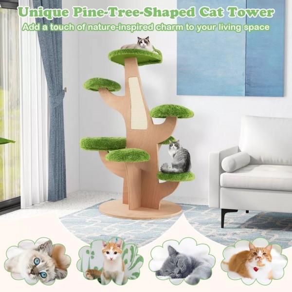 Pine Shape Cat Tree Indoor Cute Multi-level Cat Tower with Perch SIZE : 120 X 87 X 128 CM