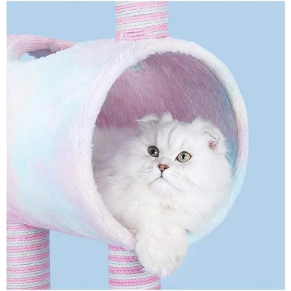 Cat Climbing Frame, Cat Tree, Tunnel Cat Litter, Unicorn Shape, Interactive Toy, 50x35x105cm, Gradient Color