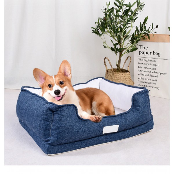 Pet Bed Four Season Dog Kennel Removable and Washable Dog Bed Square Kennel Soft Pet Bed Warm and Suitable for Sleeping