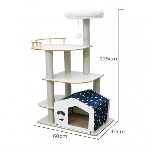 BebeXi Cat Tower Slim Cat Tower for Large Cats | Climbing Tree with Hammock, Sisal Pole, Stable Oversized Size, Shelter, Game Ball