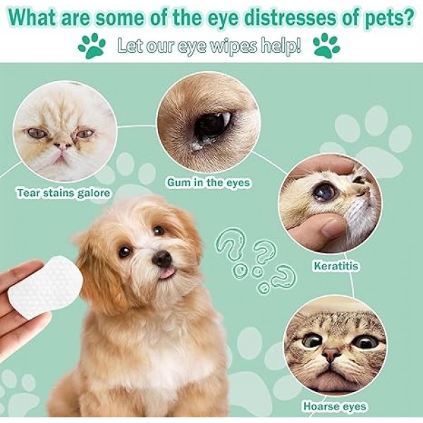  Cat & Dog Eye Wipes, Soft Pet Wipes for Gently Cleaning Eyes