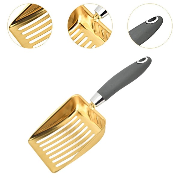 Cat Litter Scoop Sifting Kitten Waste Lifter for Kitty Rabbits Pets Supplies Gold