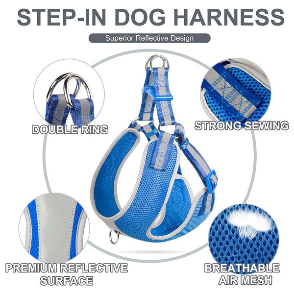 Fida Step-in Dog Harness – Reflective Blue - Small