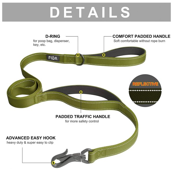 Fida Heavy Duty Dog Leash – Yellow - 4 ft