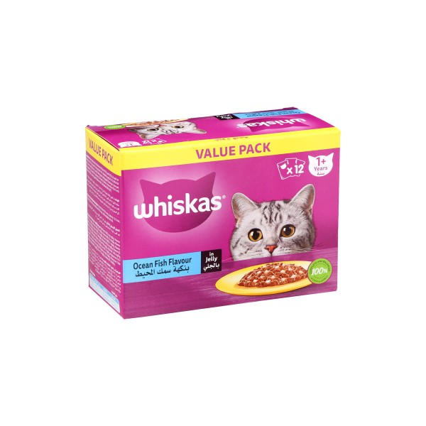 Whiskas Ocean Fish Flavour in jelly,12 Pouch x 80 g