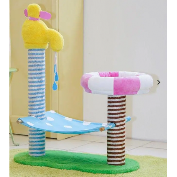 ZEZE, Shower Time Cat Tree, Cat Climbing Frame, Ultimate Bath & Play Playground for Your Pet, Size - 77cm x 65cm x 32cm