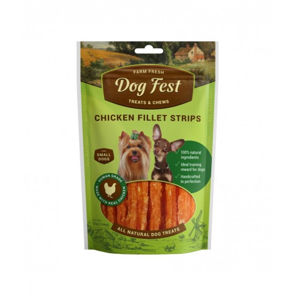 Dog Fest Chicken Fillet Strips For Mini-Dogs - 55g (1.94oz)