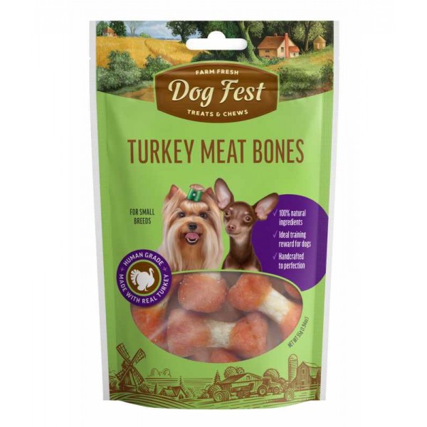 Dog Fest Turkey Meat Bones For Small Breeds (55G)