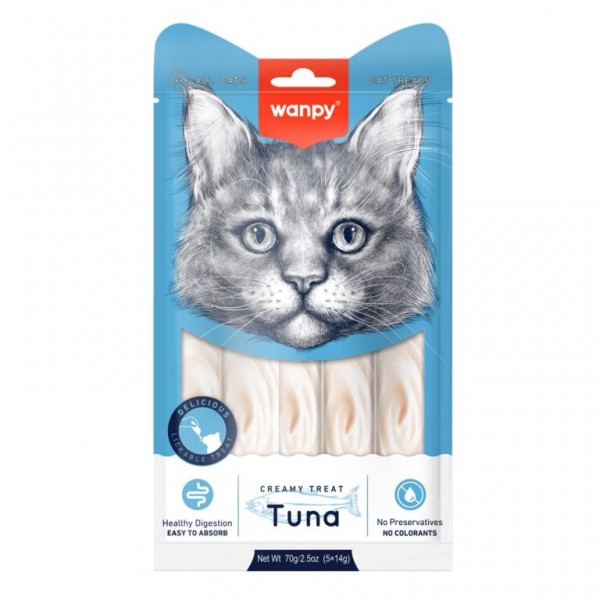 Wanpy Creamy Lickable Cat Treats – Tuna (14gx5)