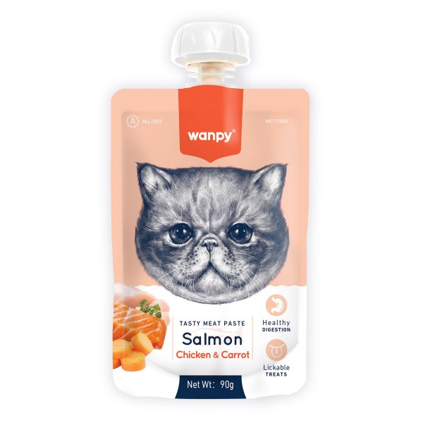 Wanpy Tasty Meat Paste Salmon, Chicken and Carrot for Cats ( 90g )