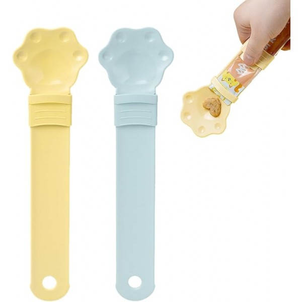 Cat Strip Feeder, Pet Feeder Cat Strip Squeeze Spoon, Cat Snack Spoon for Lickable Wet Cat Pet Liquid (YELLOW)