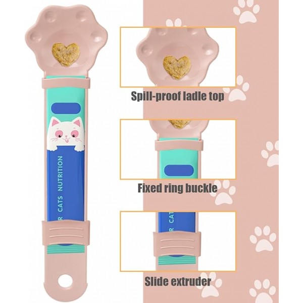 Cat Strip Feeder, Pet Feeder Cat Strip Squeeze Spoon, Cat Snack Spoon for Lickable Wet Cat Pet Liquid.