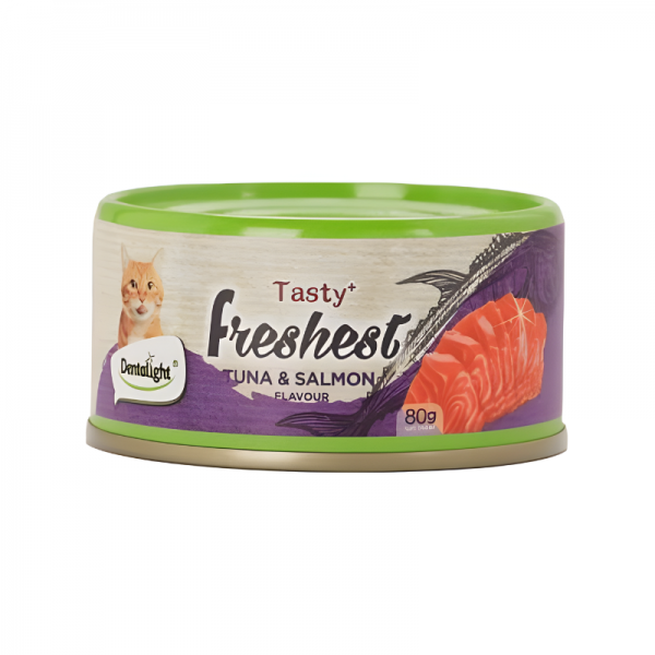 Dentalight Tasty Freshest Cat Treat in Can Tuna & Salmon