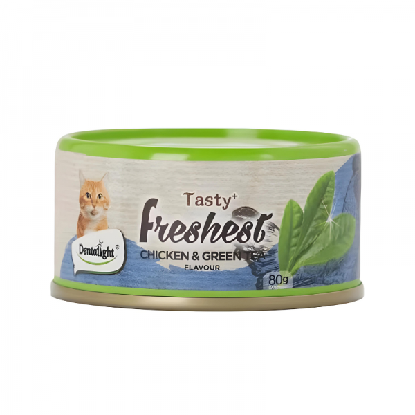 Dentalight Tasty Freshest Cat Treat in Can Chicken & Green Tea