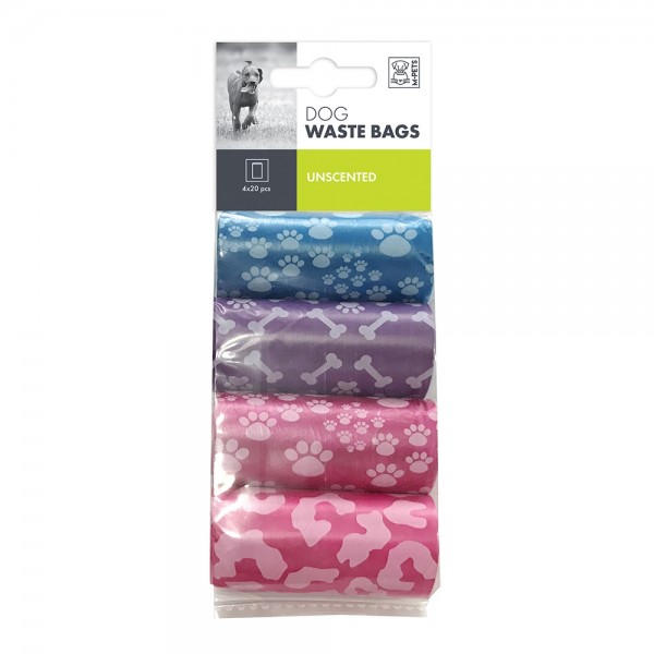 M-PETS Dog Waste Bags Mixed Colors 80 Bags (4×20)