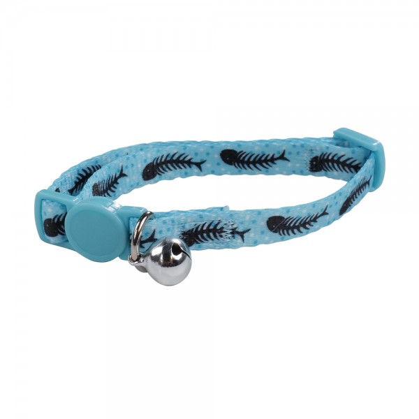 M-PETS Zany Cat Eco Collar Light Blue Fish Bone