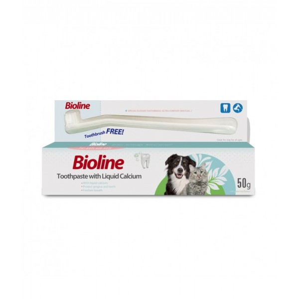 Bioline Toothpaste With Liquid Calcium -( 50g ) For Cat & Dog