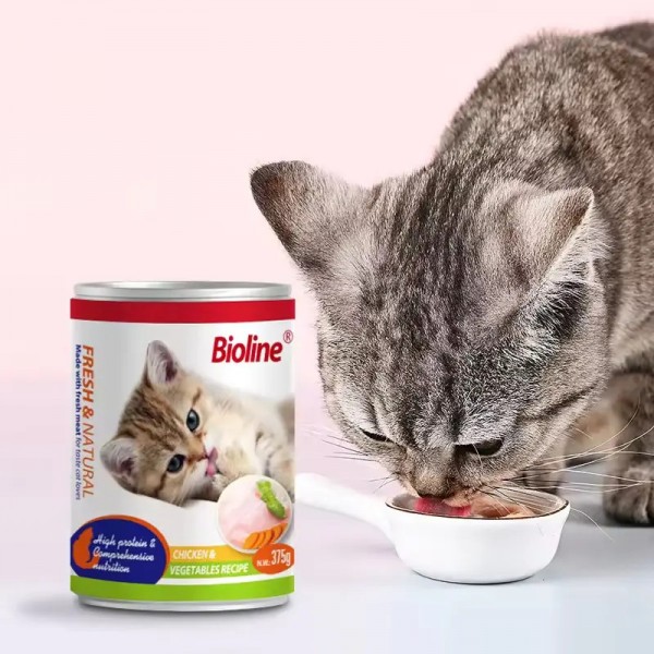 Bioline Canned Cat Food 375g - [Flavor - Chicken & Vegetables]