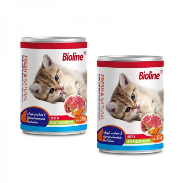 Bioline Canned Cat Food 375g-[Flavor - Beef & Vegetables]