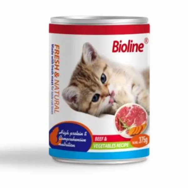 Bioline Canned Cat Food 375g-[Flavor - Beef & Vegetables]