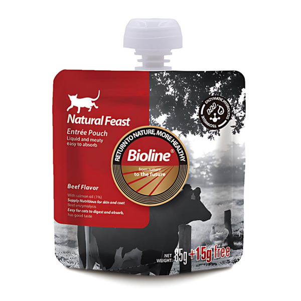 Bioline Natural Feast Entree Pouch Beef Flavor 85g+15g Free