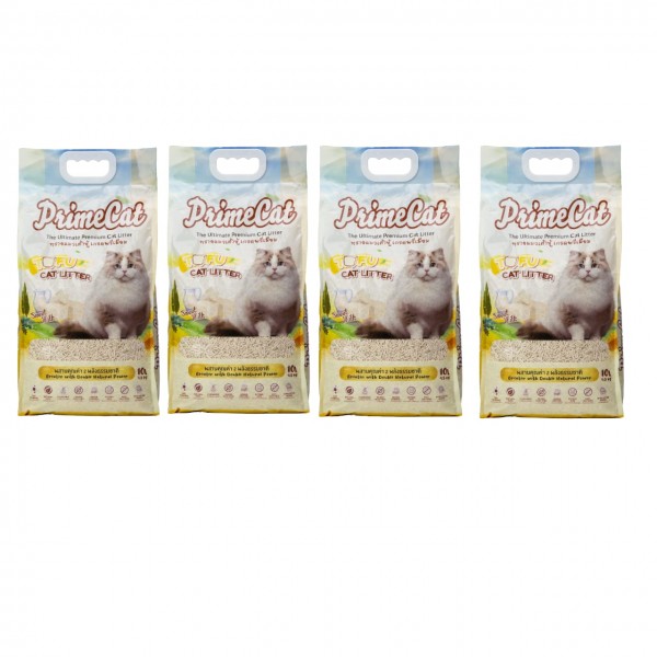 PrimeCat Tofu Clumping Cat Litter, Sweet Milk Scent, 4 Packs x 4.5 kg (18 kg Total)