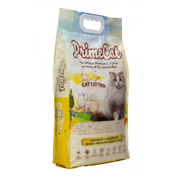 PrimeCat Tofu Clumping Cat Litter, Sweet Milk Scent, 4 Packs x 4.5 kg (18 kg Total)