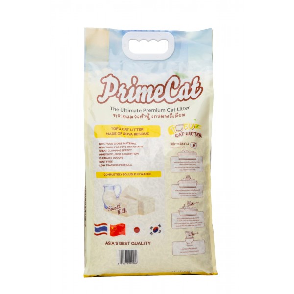 PrimeCat Tofu Clumping Cat Litter, Sweet Milk Scent, 4 Packs x 4.5 kg (18 kg Total)