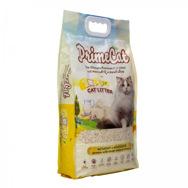 Cat Litteer Tofu Clumping Flushable litter,Premium Cat Litter Sweet Milk,PrimeCat, 4.5kg (10 Litter)