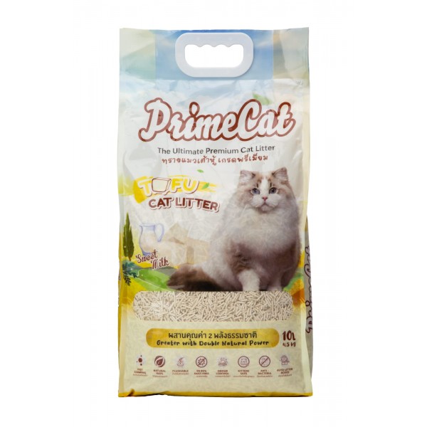 PrimeCat Tofu Clumping Cat Litter, Sweet Milk Scent, 4 Packs x 4.5 kg (18 kg Total)