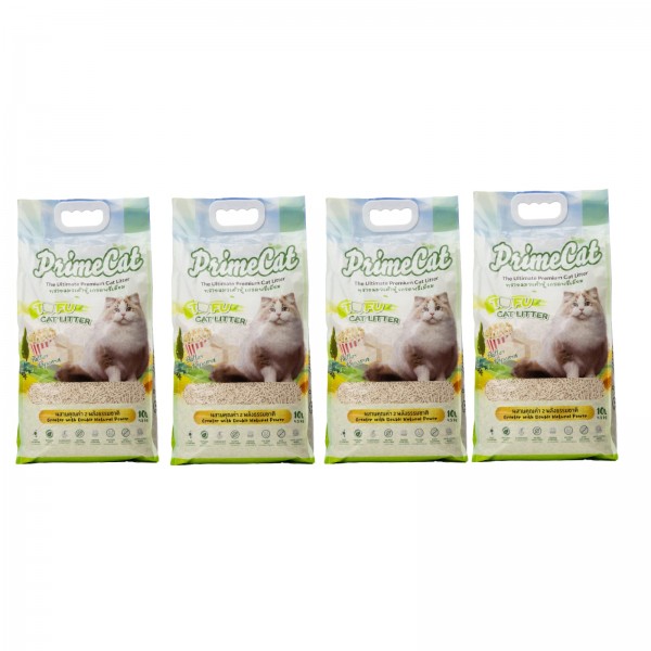 PrimeCat Tofu Clumping Cat Litter, Butter Popcorn Scent, 18 kg (4 Bags x 4.5 kg)