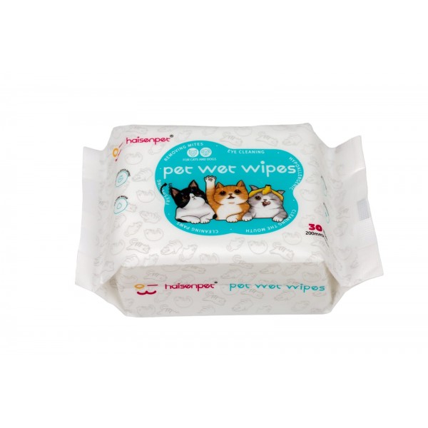 Haisenpet Anti Bacterial Pet Wet Wipes ( 30 Wipes 200mm X 160mm )