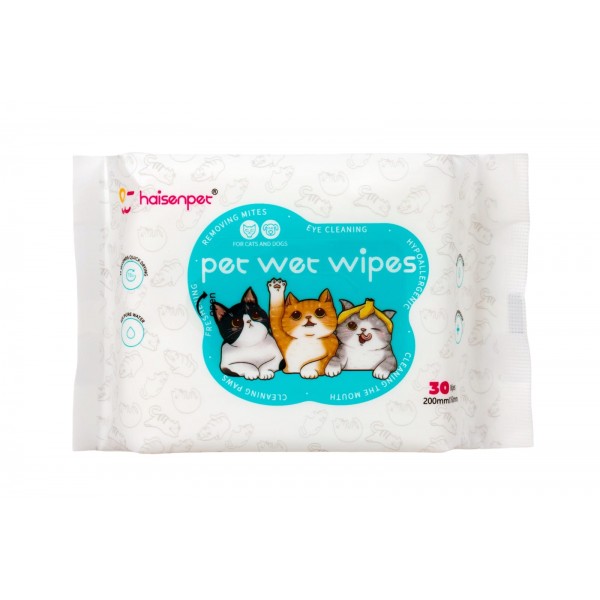 Haisenpet Anti Bacterial Pet Wet Wipes ( 30 Wipes 200mm X 160mm )