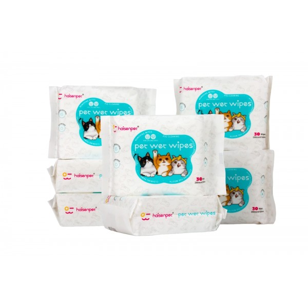 Haisenpet Anti Bacterial Pet Wet Wipes ( 30 Wipes 200mm X 160mm )