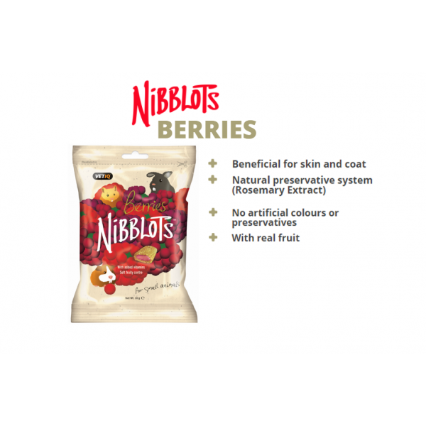 VetiQ Nibblots Berries Small Animal Treats 30g