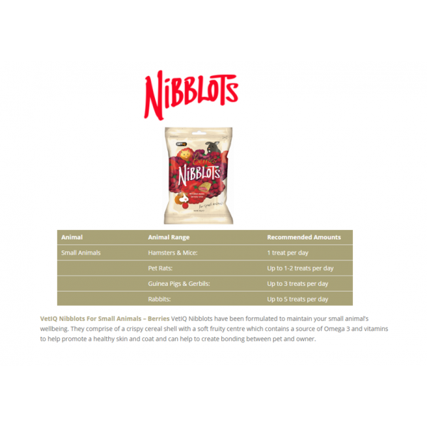 VetiQ Nibblots Berries Small Animal Treats 30g