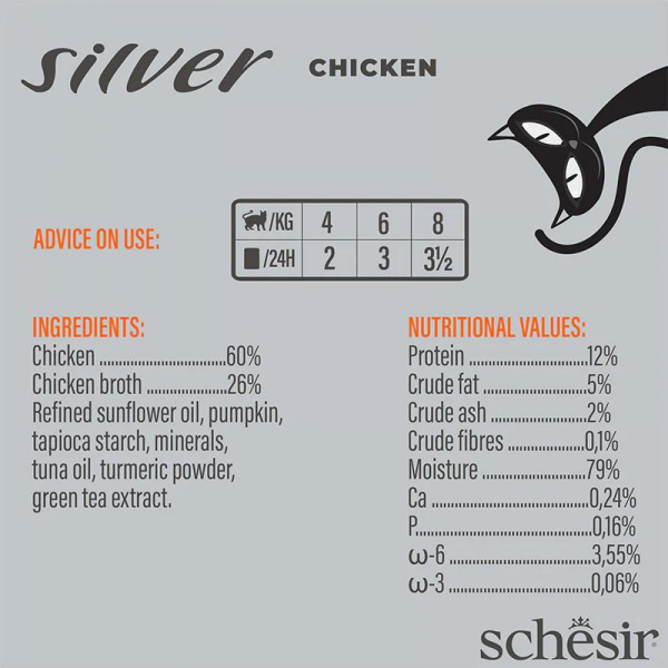 Schesir Silver Senior Cat Wholefood - Chicken 70g (Min Order- 12 Cans)